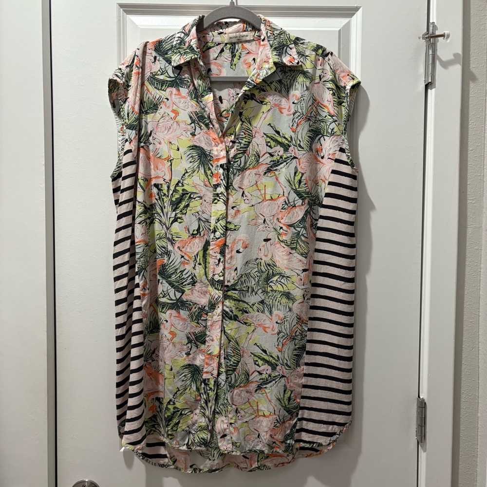 100% Silk Button up Tropical dress shirt